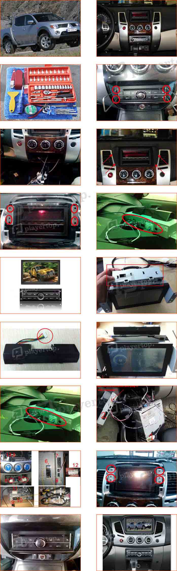 installation autoradio mitsubishi L200 2007 2012